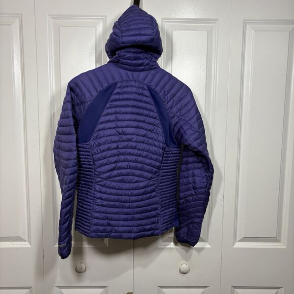 Eddie Bauer First Ascent Down Jacket XS Purple Hooded Lightweight Puffer Hiking - Picture 3 of 9